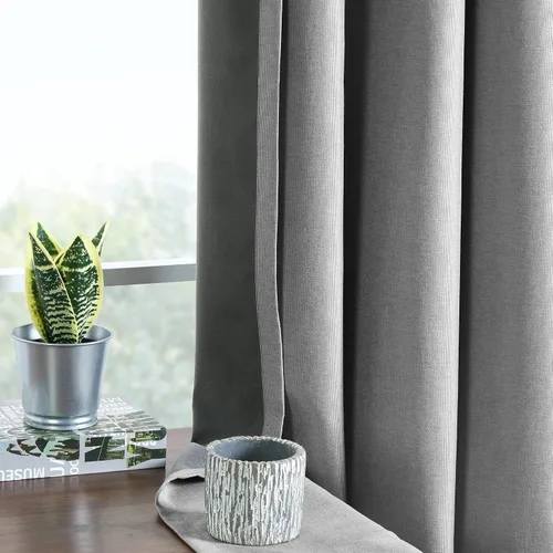 Miniatura 4 de SUN+BLK Bradley - Cortina opaca con aislamiento térmico texturizado, 1 panel con bolsillo para barra, color gris, 52 x 84 pulgadas, ancho ancho