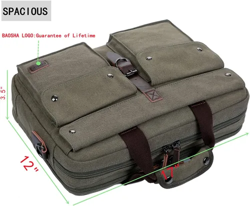 Miniatura 5 de Elegante 17 pulgadas de lona portátil bolsa de mensajero maletín vintage Crossbody bolsa de hombro militar para hombres BC-07 Stylish