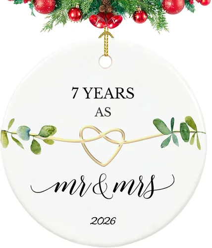 Miniatura 14 de Adorno de 50 aniversario, regalos para aniversario de boda de 50 años, regalos de boda 50 para padres, parejas, 2.9 pulgadas, cerámica de 50 años
