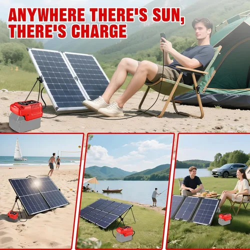 Miniatura 5 de Cargador solar para batería Milwaukee M18 de 18V, entrada 22V-30V, salida 21V 4A Max, adaptador de carga solar portátil al aire libre