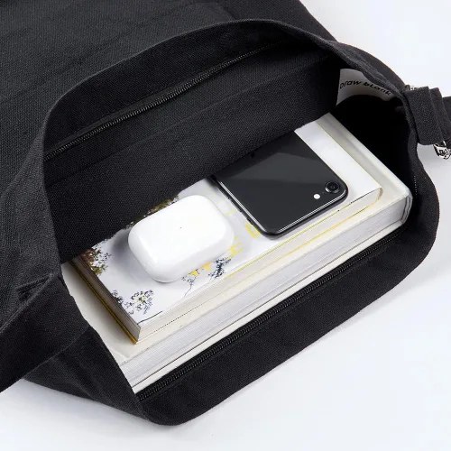 Miniatura 3 de Bolso bandolera de lona de gran tamaño en blanco para mujer