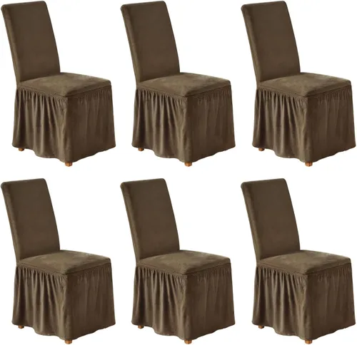 Miniatura 39 de NICEEC Fundas de silla de elastano para sillas de comedor, juego de 6 fundas de sillas de comedor extraíbles con falda, fundas de silla de comedor