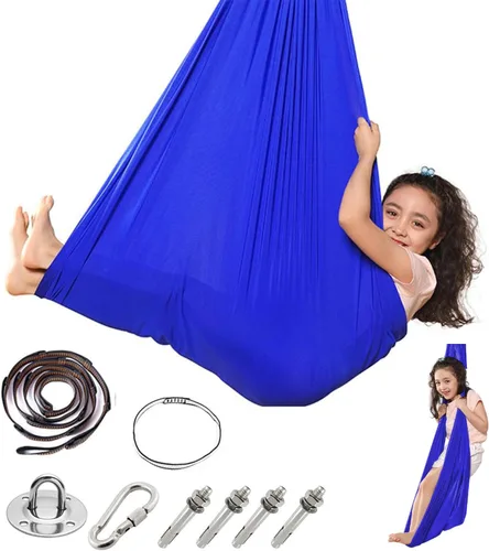 Columpio sensorial para niños con necesidades especiales en interiores con colgador giratorio de 360° para calmar y relajarse, hamaca ajustable para