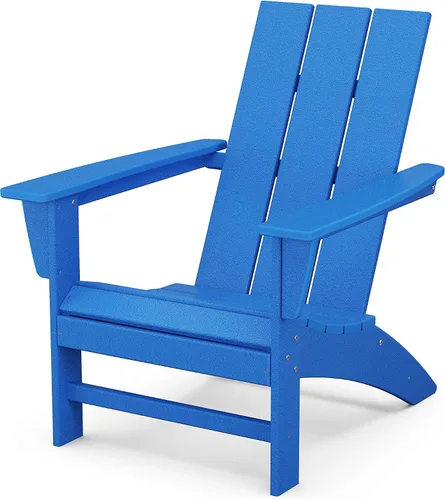 Silla moderna tipo Adirondack AD420PB de Polywood, Azul Pacífico, construcción duradera de polietileno de alta densidad, fácil montaje, impermeable,