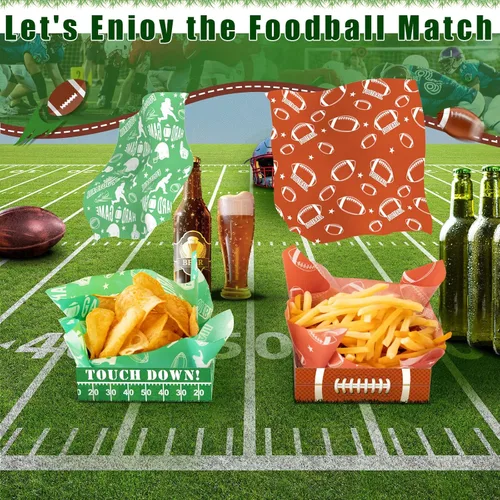Miniatura 3 de Paquete de 50 bandejas de papel para fiestas de fútbol, decoraciones de fiesta de superbowl, papel desechable para servir alimentos, barcos