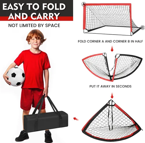 Miniatura 7 de EVERRUSH Redes de porterías de fútbol de 6 x 4 pies para patio trasero, playa, equipo de entrenamiento de fútbol, red portátil con pelota y conos