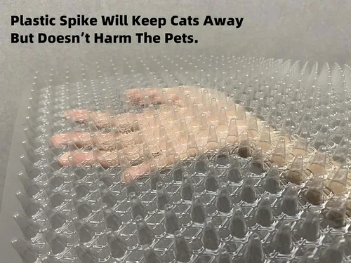Miniatura 2 de Paquete de 8 tapetes repelentes de gatos para exteriores e interiores para gatos y perros, tapetes de plástico con púas, 16 x 13 pulgadas