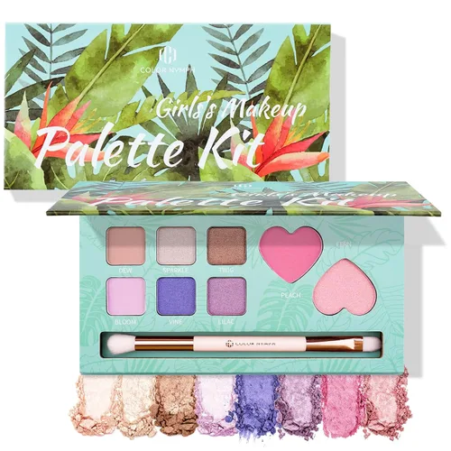 Color Nymph Maquillaje de ojos y mejillas para niñas, paleta de sombras de ojos, rubor e iluminador para adolescentes y adolescentes, ideal para
