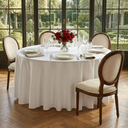 Miniatura 3 de Restaurantware Table Tek - Manteles redondos de 120 pulgadas para boda, 10 manteles redondos de poliéster blanco lavables sin arrugas