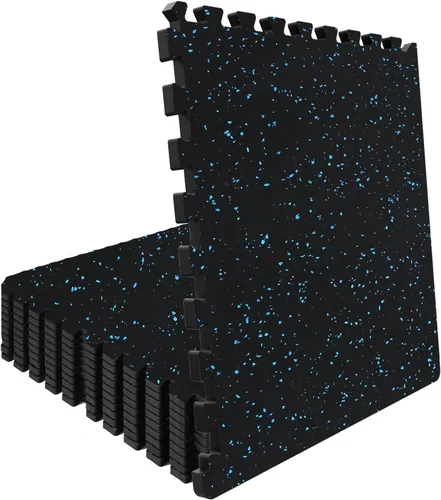 Miniatura 10 de Alfombrillas de goma entrelazadas de 24 pies cuadrados, suelo de ejercicio resistente para gimnasio en casa, levantamiento de pesas, yoga, sala