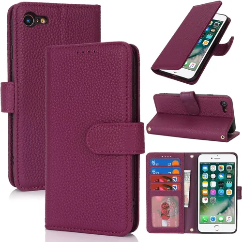 Miniatura 123 de Zouzt Funda para iPhone 11 de 6.1 pulgadas de piel auténtica con 4 ranuras para tarjetas, tarjetero con bloqueo RFID, tapa magnética, función atril