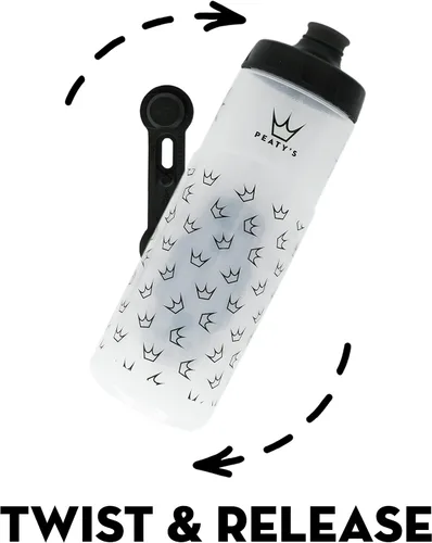 Miniatura 6 de Peaty's Fidlock Lockin - Botella de agua magnética para bicicleta y soporte, corona/transparente, 20.3 fl oz/ 20 onzas