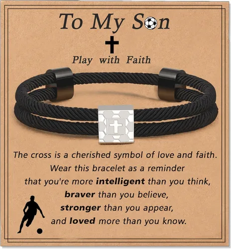 Miniatura 8 de Pulsera cruz de béisbol/fútbol/baloncesto/fútbol americano de Lydow para graduación, para niños, hombres, hijos, jugadores, equipo, amantes, nietos