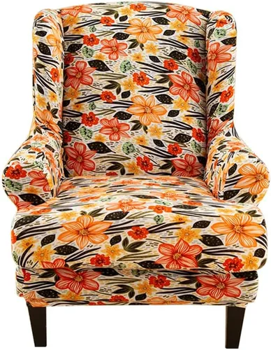 Miniatura 15 de Fundas para silla Wingback, 2 piezas, estilo americano, fundas elásticas para sillón de ala con parte inferior elástica, protector de muebles