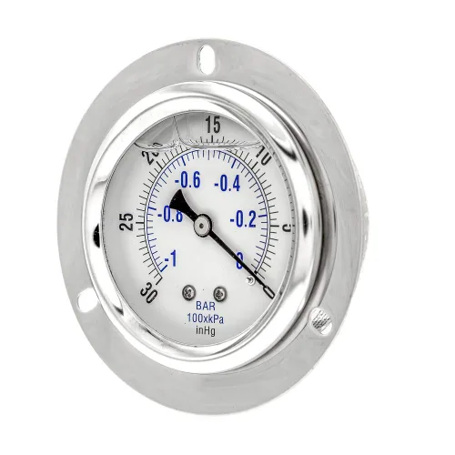 Miniatura 20 de PIC Gauges PRO-204L-254G Medidor de presión industrial relleno de glicerina con brida frontal con carcasa SS, internos de latón, lente de plástico