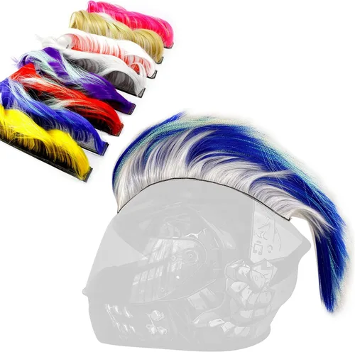 Miniatura 13 de Mohawk Peluca para decoración de casco, diseño de halcón reutilizable (casco no incluido)