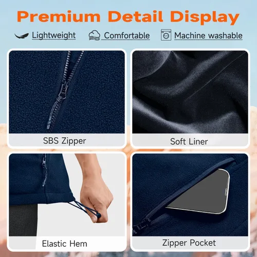 Miniatura 5 de KOVNLO Chaleco térmico para hombre con batería incluida, forro polar suave, chaqueta térmica eléctrica inteligente y ligera
