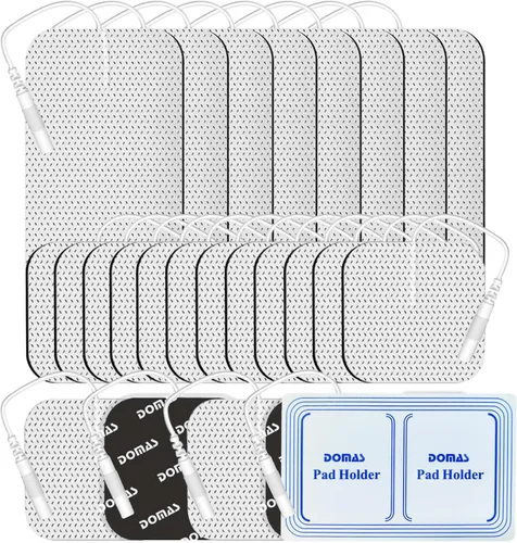 DOMAS Paquete de 24 almohadillas TENS de 2 x 2 y 2 x 4 con soporte para almohadilla, para TENS 7000, 30 usos, sin látex, almohadillas de repuesto de