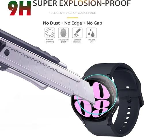 Miniatura 3 de Paquete de 4 protectores de pantalla de vidrio templado diseñados para Samsung Galaxy Watch 7, 6, 5, 4 (1.732 pulgadas), antiarañazos, sin burbujas