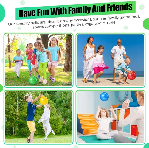 Miniatura 5 de Jerify 64 bolas Knobby de 6.3 pulgadas para niños, bolas sensoriales con bomba de aire, pequeñas inflables, suaves, puntiagudas, para niños, regalos