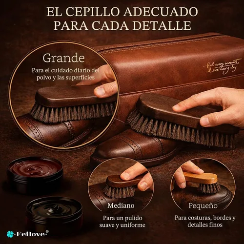 Miniatura 6 de Feilove Kit de pulido de zapatos 16 en 1 – Cera para zapatos negro/marrón/neutral, jabón para silla de montar y aceite de visón (5×2.1oz) – 3