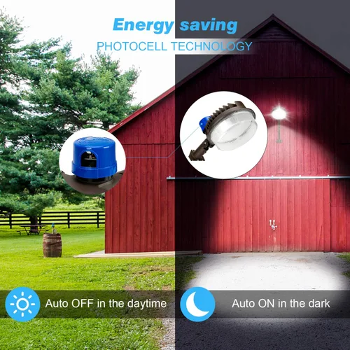 Miniatura 3 de Juyace Paquete de 2 luces LED de granero de 18000 lm, 120 W 5000 K cada una, luces de área de seguridad para exteriores del atardecer al amanecer