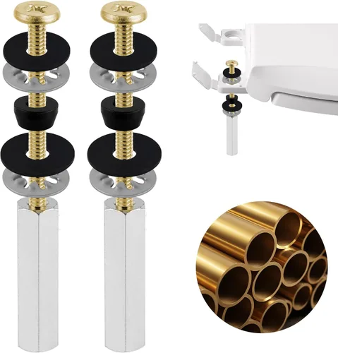 Tornillos universales de latón macizo para asiento de inodoro, 2 piezas de pernos de metal para asiento de inodoro, pernos de piso de inodoro