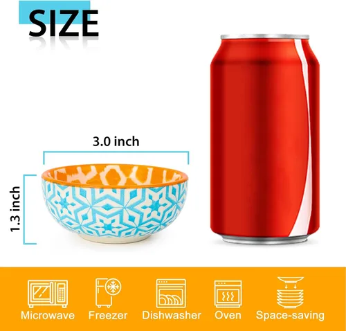 Miniatura 2 de KitchenTour Juego de Platos para Salsa de Soja de 2.7 oz, Juego de Cuencos de Cerámica para Salsas, Cuencos de Porcelana para Salsas de Inmersión