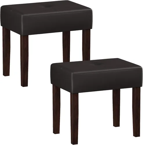 Miniatura 13 de EOSVALO Taburete de tocador de cuero, banco otomano rectangular de 18.7 pulgadas de ancho para sala de maquillaje, silla de tocador con patas
