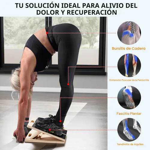Miniatura 5 de Tabla inclinada TEMI para estiramiento de pantorrilla - Cuña inclinada de madera para sentadillas, movilidad de pie y tobillo, equipo de fitness