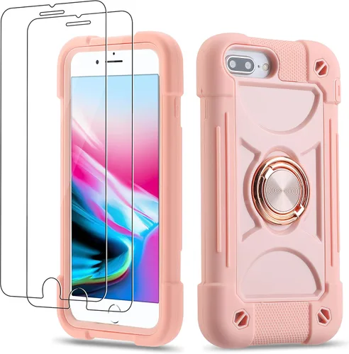Miniatura 50 de Funda para iPhone Se3/iPhone Se2, iPhone 6/6S, iPhone 7/iPhone 8 de 4.7 pulgadas con soporte de anillo, con 2 protectores de pantalla resistentes
