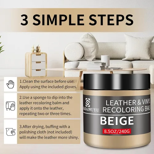Miniatura 4 de Bálsamo restaurador de color para cuero, 8.5 onzas, kit reparador para muebles e interiores de autos, pintura para cuero ideal para arañazos, cuero