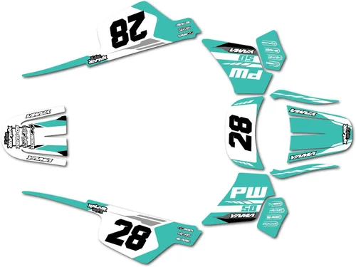 Miniatura 4 de Kit de gráficos para Yamaha PW 50 (1980-2023) Serie FACTORY Red-shift 09 Mil - Adhesivos para moto Dirt Pit Bike - Adhesivos de motocross