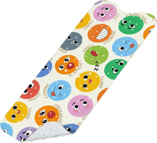 Miniatura 11 de SHUCHING Alfombra de baño para bebé con huellas de manos para bañera antideslizante de 40 x 16 pulgadas, tapete de baño para niños pequeños, tapete