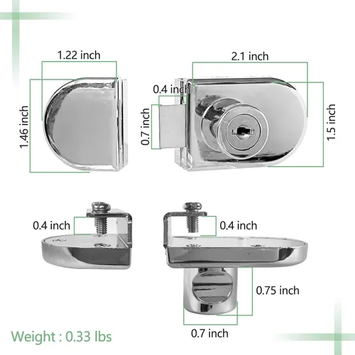Miniatura 3 de Cerradura de puerta de vidrio sin taladro, cerradura de puerta doble para exhibición de puerta, cerradura de gabinete con 2 llaves para puerta