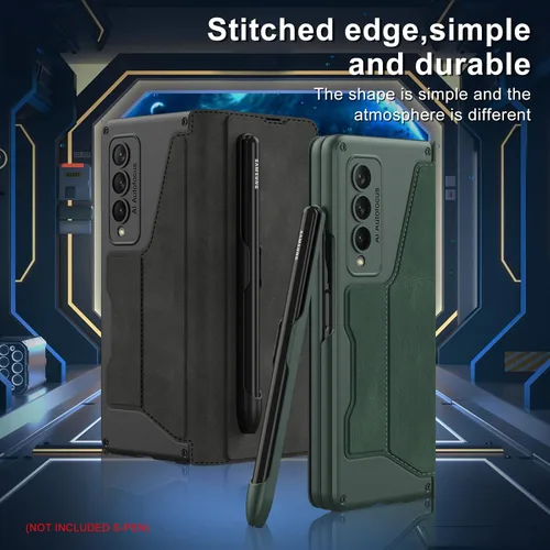 Miniatura 7 de Funda protectora de cuerpo completo para Samsung Galaxy Z Fold4 5G con ranura para S Pen, funda protectora de cuerpo completo antiarañazos de cuero