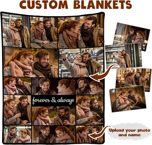 Miniatura 2 de Regalos personalizados para el día de San Valentín para novia, cobijas personalizadas para novio y novia con texto de fotos, regalos personalizados