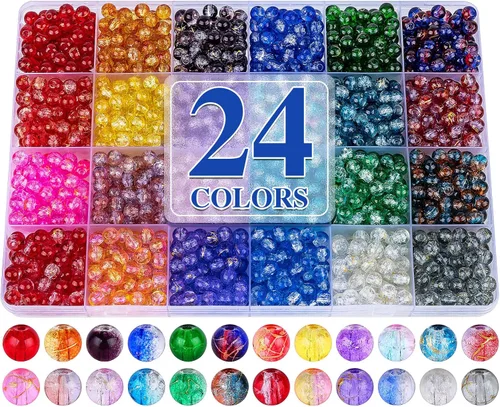 Miniatura 12 de XSEINO Juego de aproximadamente 7200 cuentas de vidrio de 0.236 pulgadas para hacer pulseras, 144 diseños surtidos, serie de colores especiales