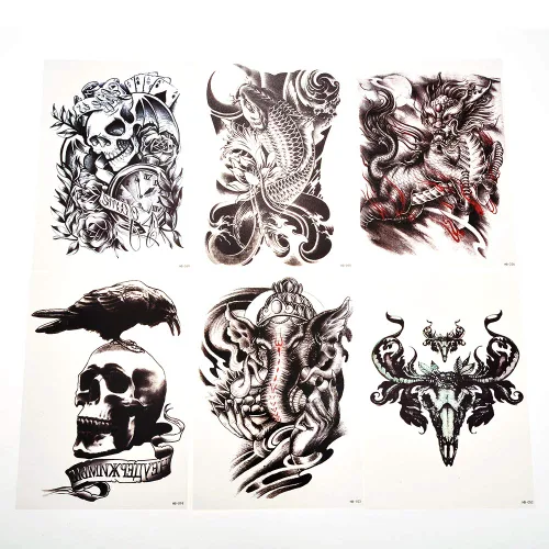 Miniatura 4 de PowerTRC Calcomanías temporales de tatuaje, 16 hojas de tatuajes para hombres y mujeres, tatuajes para Halloween, fiestas, festivales. Diseños