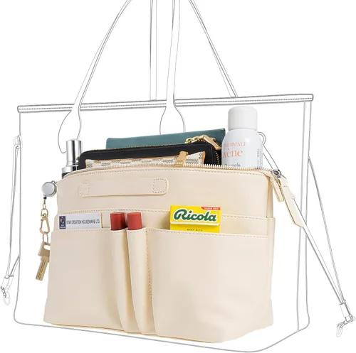 SHINGONE Organizador de bolso para bolsos de lujo, inserto organizador de bolso con luz LED, inserto organizador de bolsa con cremallera, llavero