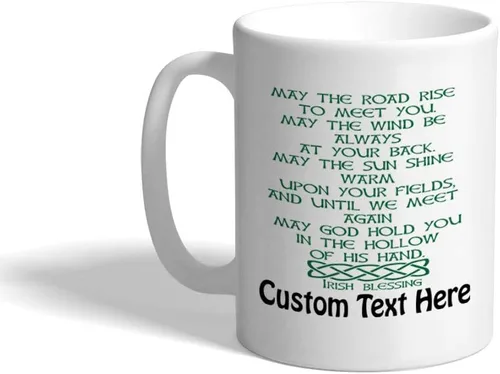 Miniatura 7 de Taza de café personalizada de 11 onzas May The Road Rise to Meet You Irish Blessing Four Leaf Shamrock Trébol Irlanda Irlanda Irlanda San Patricio