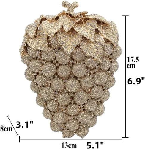 Miniatura 2 de Bolso de mano con diamantes de imitación brillantes para mujer, diseño de uva, para banquete, baile de graduación, bolso de hombro