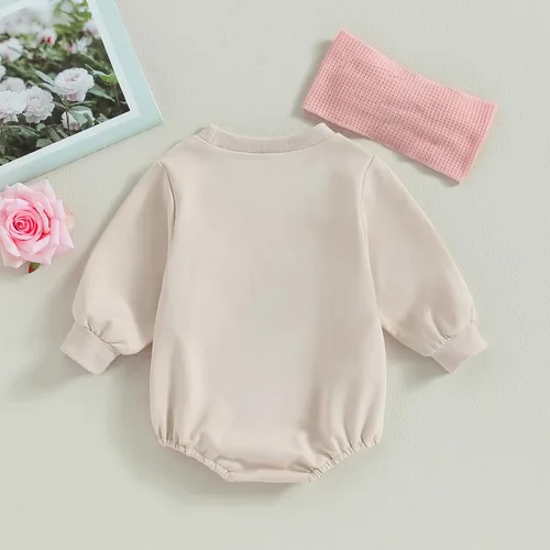 Miniatura 5 de Mameluco de manga larga para bebé, niño, niña, ropa occidental, estampado de letras, mono de vaquera, traje de otoño