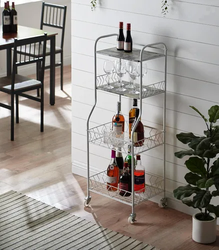 Miniatura 10 de Kings Brand Furniture - Estante para hornear de cocina de 4 niveles, soporte para horno de microondas, carrito utilitario con ruedas para servir