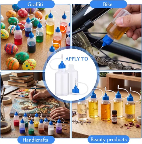 Miniatura 7 de Zhehao 100 botellas aplicadoras de pegamento con punta de aguja de precisión de 1.0 fl oz/1 oz, botellas de pegamento translúcidas de punta