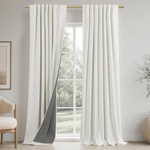Miniatura 37 de KOUFALL - Cortinas de medio estilo francés de lino para ventana, juego de 2 cortinas cortas de 40 pulgadas de longitud, para privacidad, cortinas