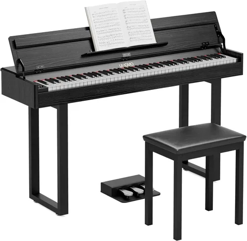 Miniatura 10 de UMOMO Piano Digital de 88 Teclas Ponderadas con Banco de Piano para Dúo, Teclado de Piano para Principiantes de Tamaño Completo con Acción de Marrón