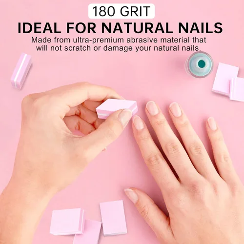 Miniatura 6 de Mini bloques de pulidor de uñas, grano 100/180, bloque esponja para pulir y lijar, lima, herramientas de manicura a granel, 50 unidades (rosa)