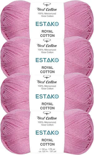 Miniatura 73 de Estako Algodón Royal, 100% hilo de algodón giza mercerizado, suave, súper fino 1 para ganchillo y tejer, 1.76 onzas (50g) / 137 yardas (125m)