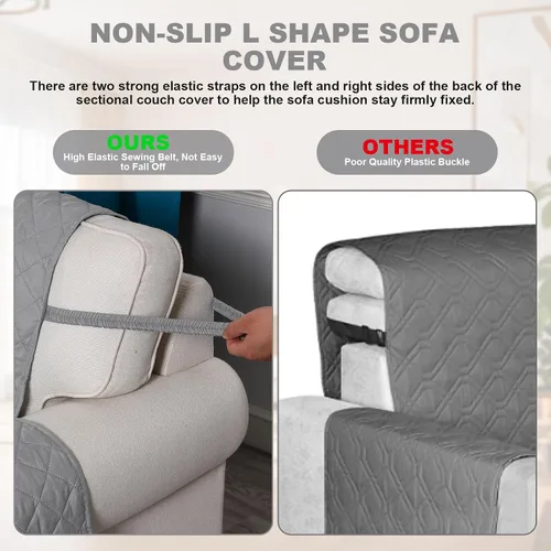 Miniatura 6 de cjc Funda de sofá reversible para perros con correas elásticas, resistente al agua, protector de muebles para mascotas, funda de sofá para sofá de 3
